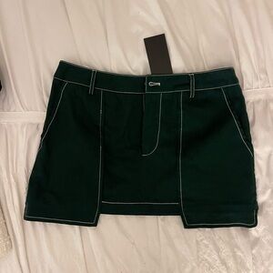 By.Dyln Dark Green Mini Skirt with White Stitching